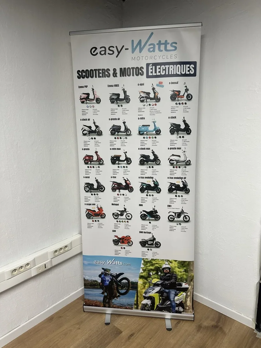 Le kakémono de la gamme Easy Watts dans le showroom de L'Atelier Rénove